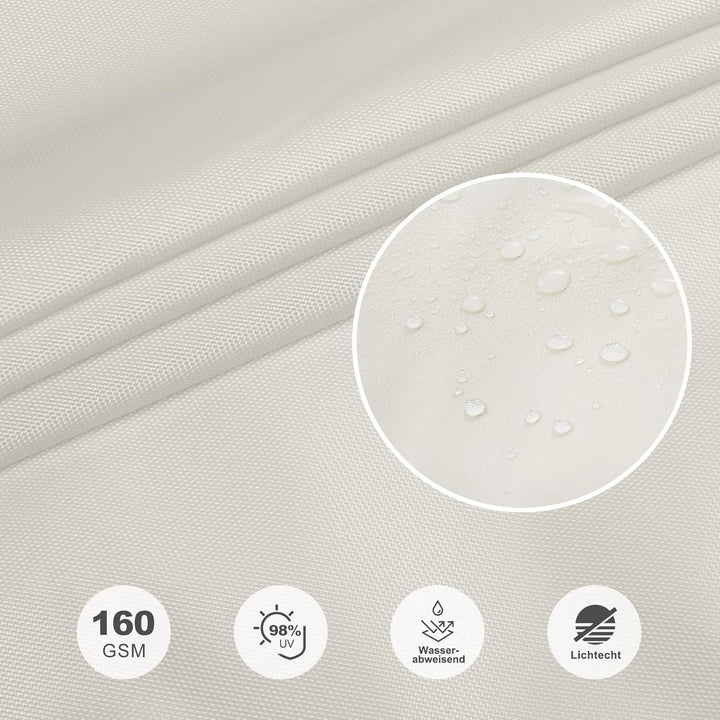 Sonnensegel Wasserdicht Rechteckig 3x4m PES Polyester UPF 50+ Creme - Bild 5
