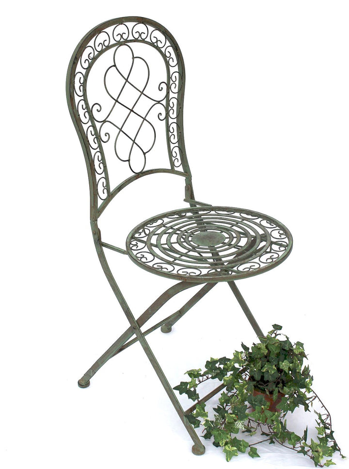 Gartenstuhl Eisen Vintage Patina Grün Antik für Garten &amp; Balkon
