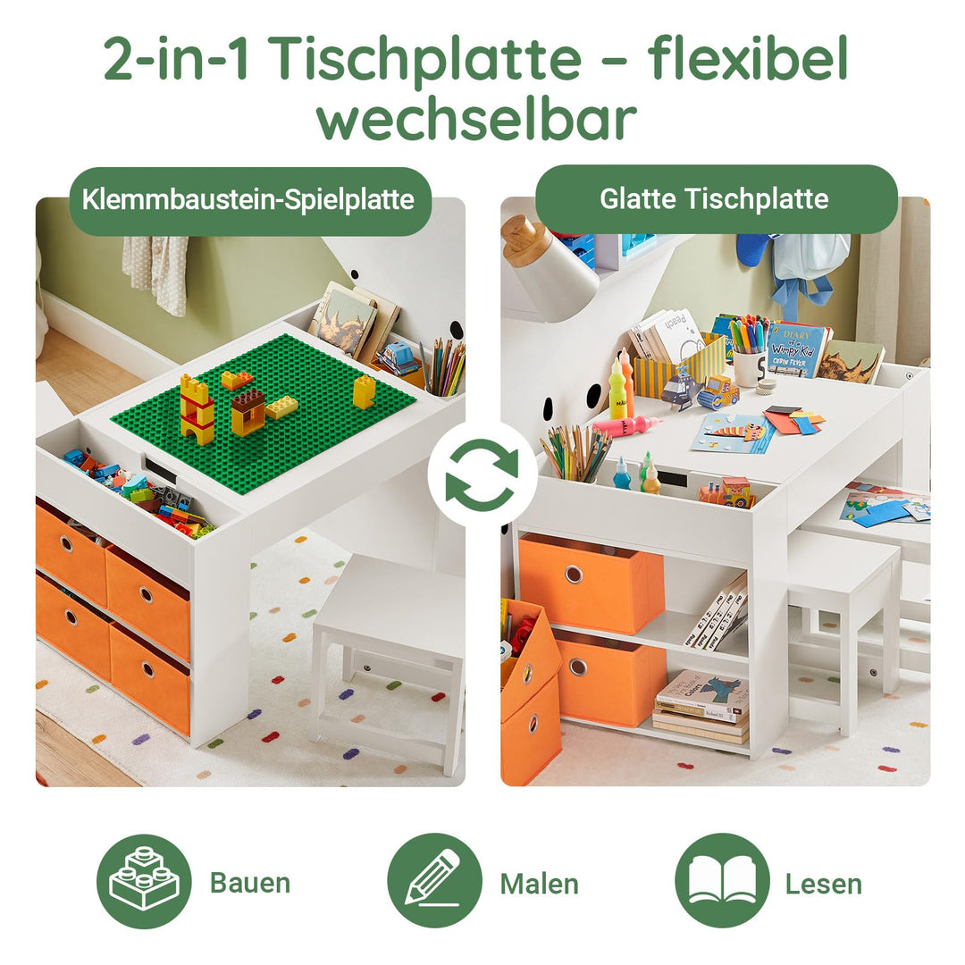 Kindersitzgruppe mit Stauraum MDF Tisch + 2 Stühle 87x50x50cm - Bild 7