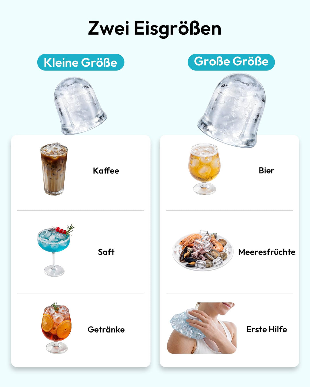 Eiswürfelmaschine 9 Eiswürfel 2 Grössen automatische Reinigung - Bild 4
