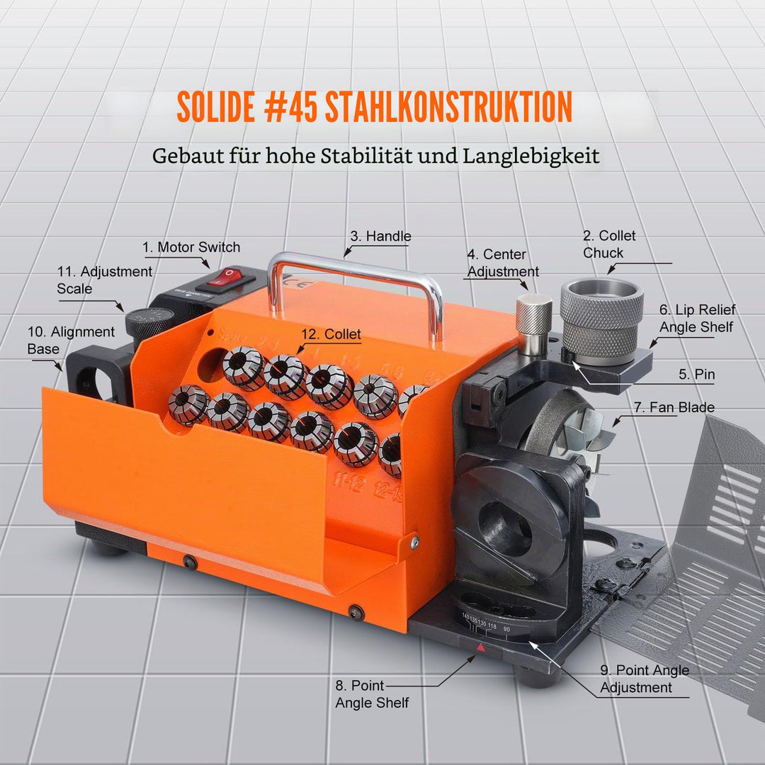 Bohrerschleifgerät 120W CBN-Scheibe für 3–13 mm Bohrer - Bild 6