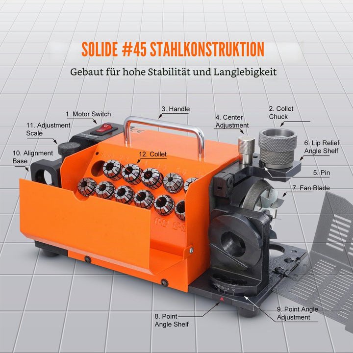 Bohrerschleifgerät 120W CBN-Scheibe für 3–13 mm Bohrer - Bild 6