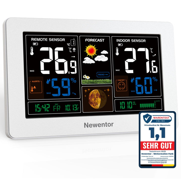 Wetterstation Funk mit Aussensensor Farbdisplay Innen Aussen
