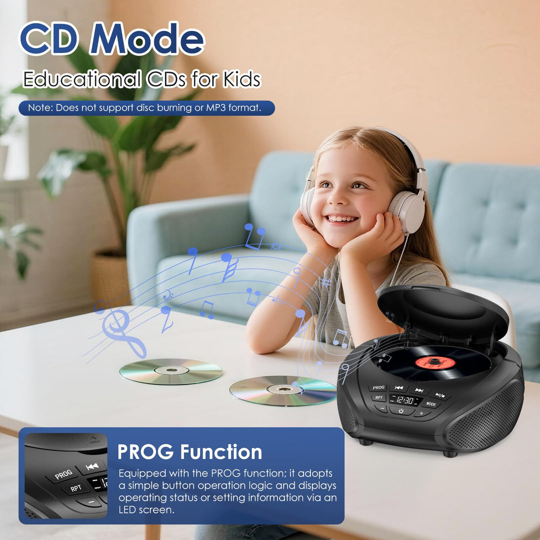 CD-Player Boombox mit UKW-Radio Stereo-Lautsprecher LCD-Display tragbar - Bild 3