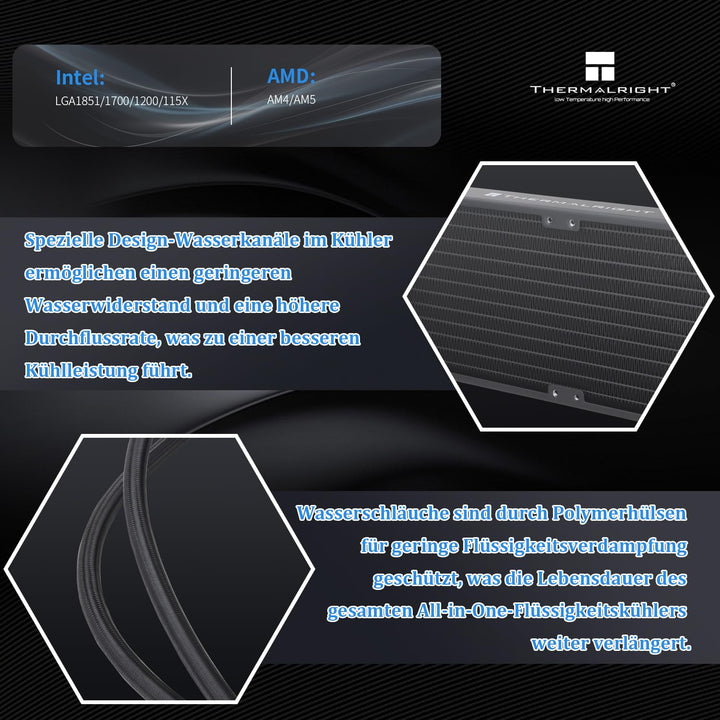 AiO CPU-Wasserkühler 240mm ARGB PWM für AMD AM4/AM5 Intel LGA1700 - Bild 4