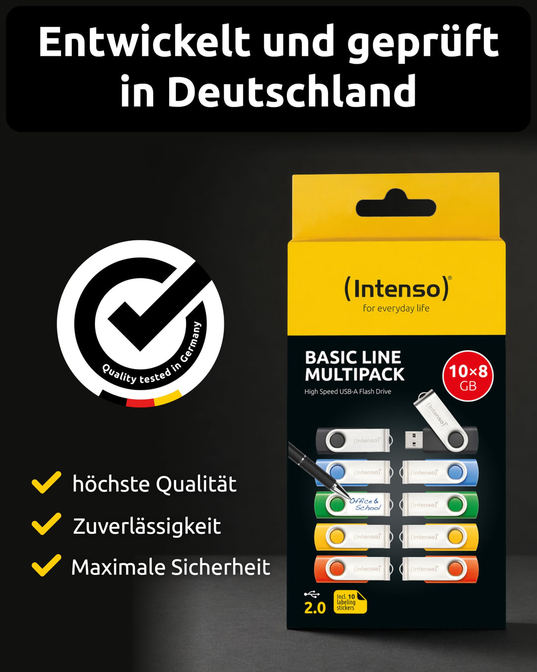 USB-Stick 8 GB 10er-Pack USB 2.0 mit Schwenkbügel mehrfarbig - Bild 9