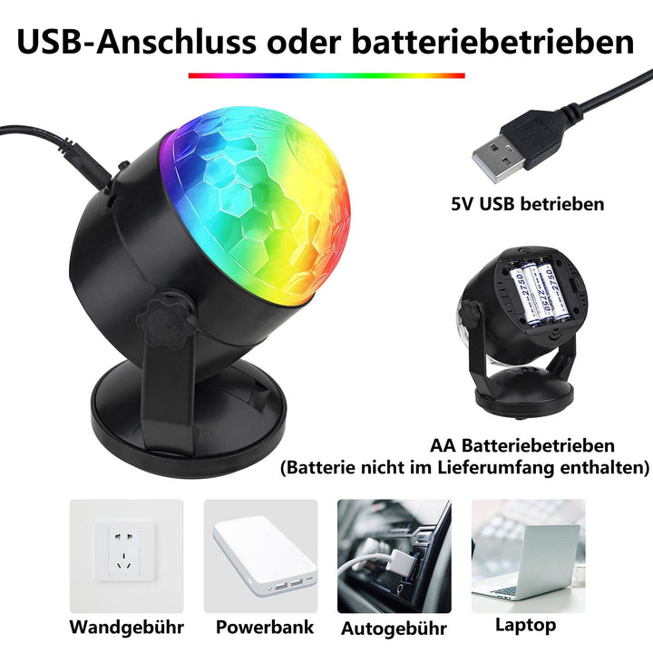 Party Disco Licht RGB Stroboskop mit Fernbedienung, USB &amp; Batterie