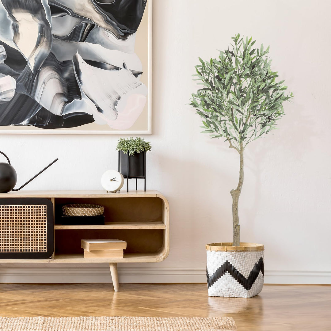 Kunstolivenbaum 150 cm mit Zementsockel und schwarzen Oliven - Bild 5
