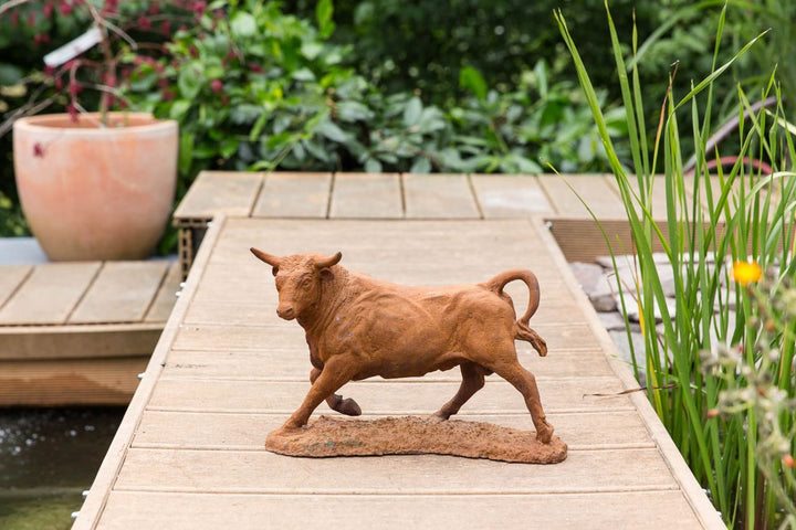 Gartenfigur Stier Eisen Rost-Finish Antikstil 36 cm massiv - Bild 2