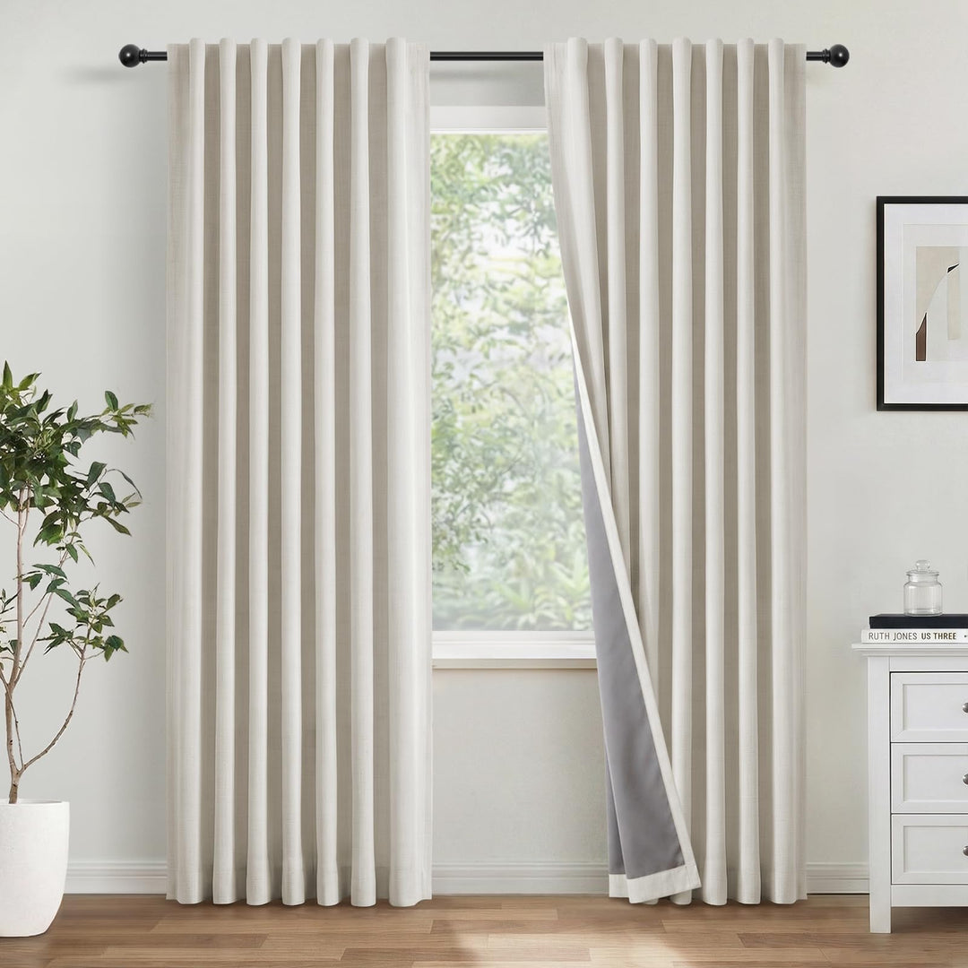 Verdunklungsvorhänge 100% Blickdicht Hellbeige 2er-Set 245x140 cm