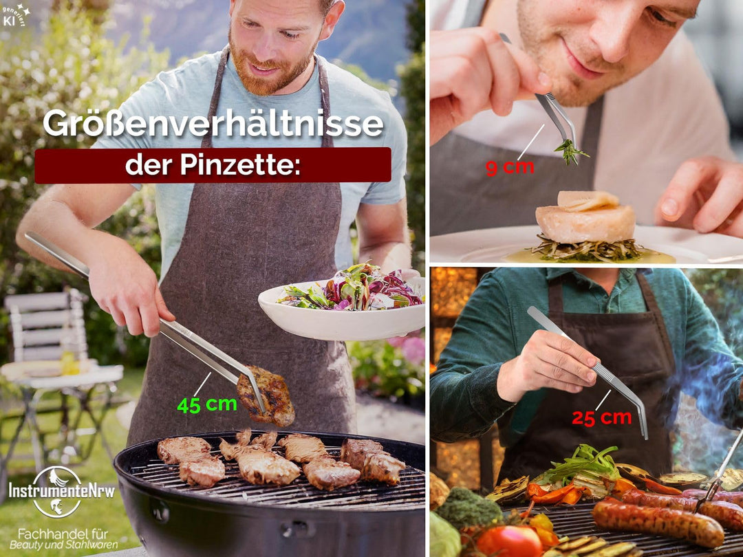 Grillpinzette Edelstahl 45 cm gebogen mit Innenzahnung - Bild 5
