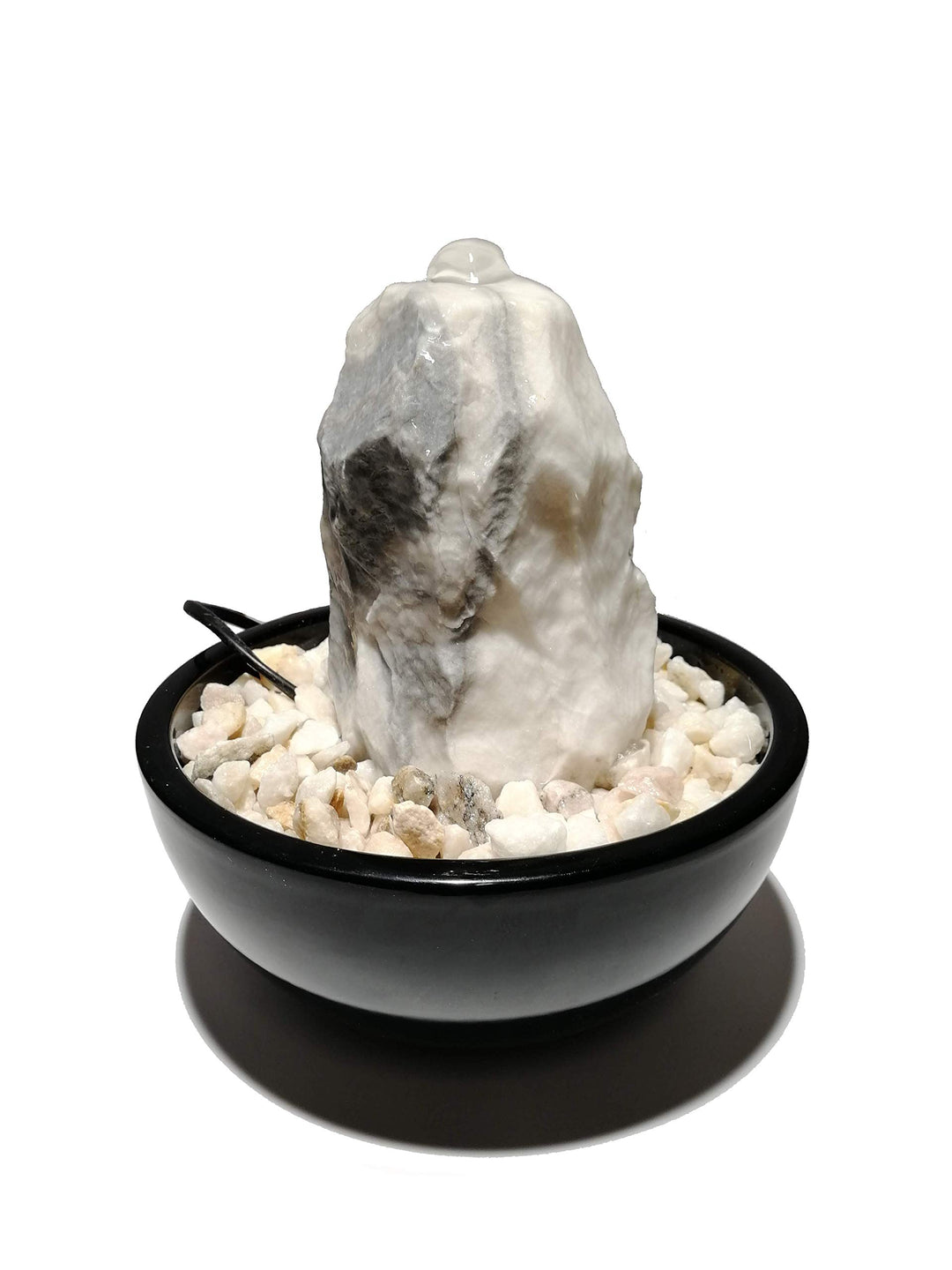 Tischbrunnen Marmor-Quellstein mit Keramikschale, Schwarz, 18 cm - Bild 4