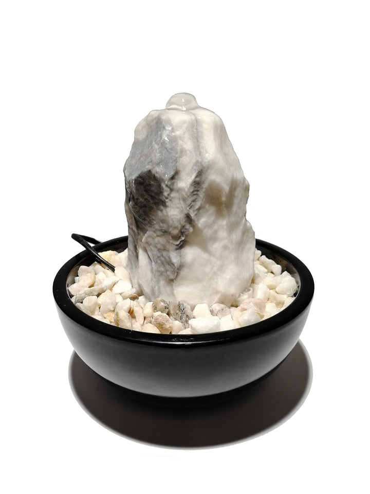 Tischbrunnen Marmor-Quellstein mit Keramikschale, Schwarz, 18 cm - Bild 4