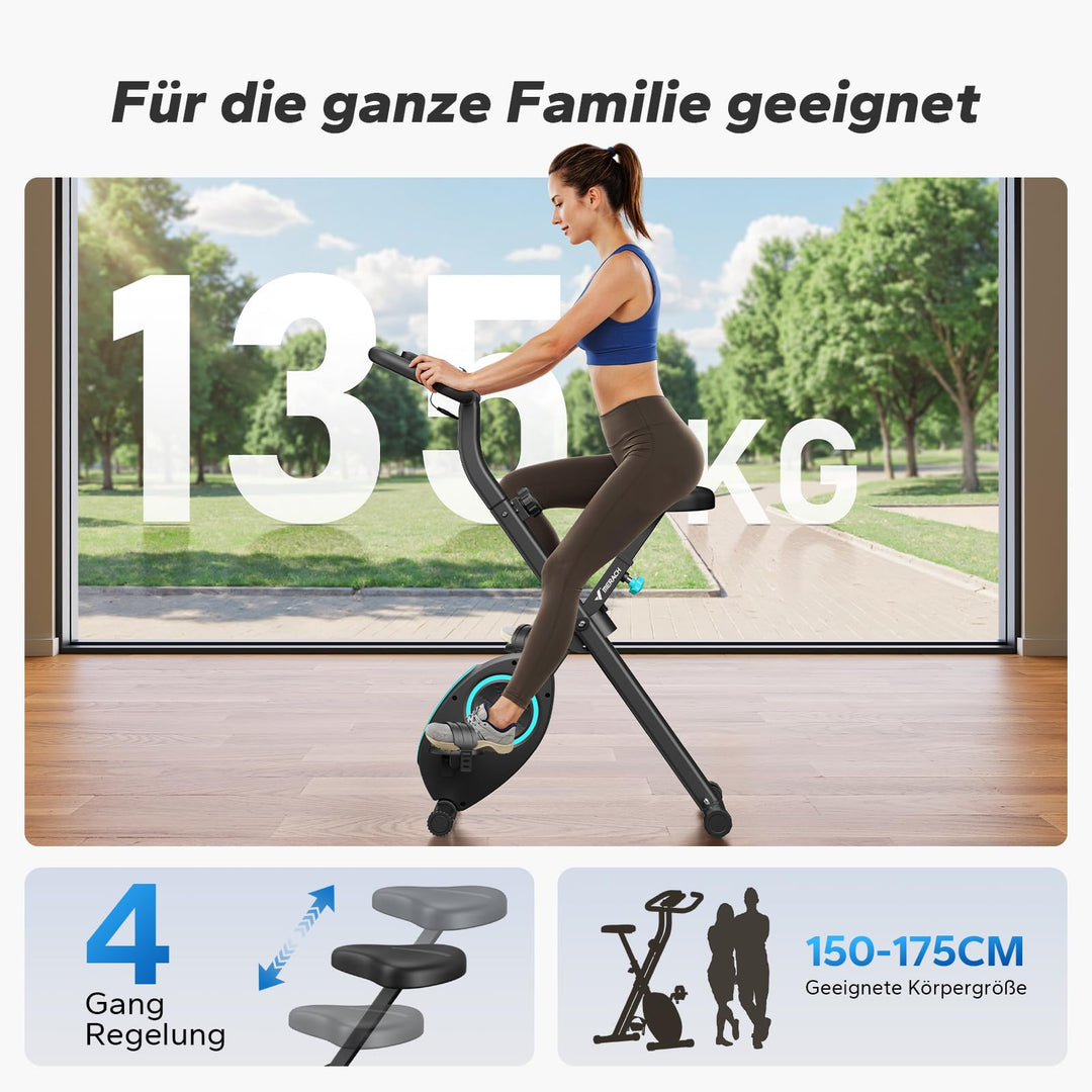 Heimtrainer klappbar mit LCD-Monitor 16 Stufen Magnetwiderstand - Bild 7