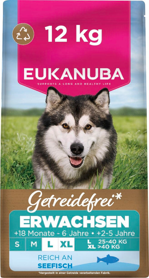 Trockenfutter getreidefrei mit Seefisch für grosse Hunde 12 kg
