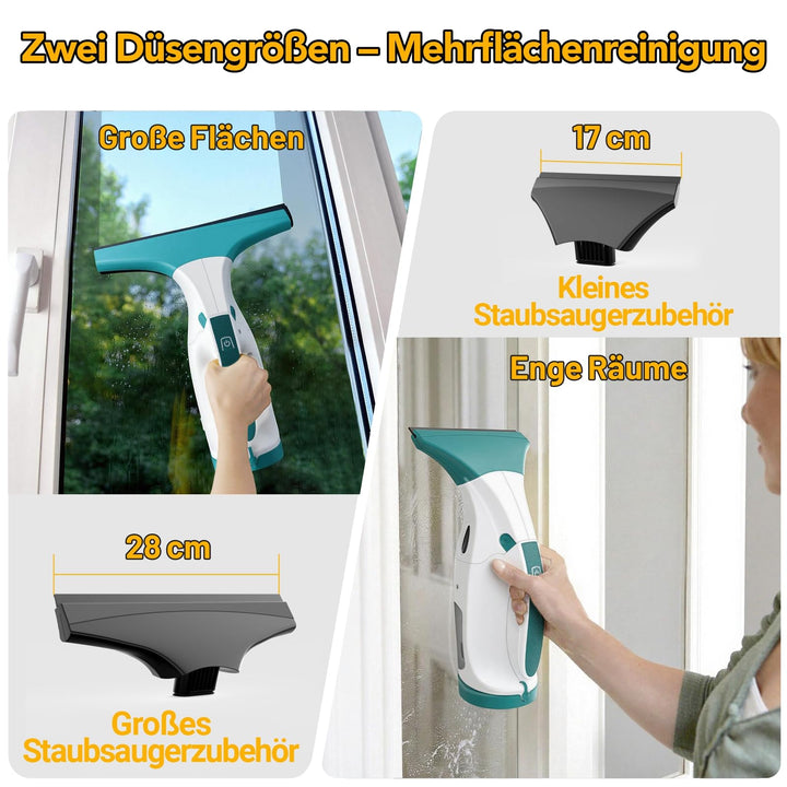 Fenstersauger elektrisch 28 &amp; 17 cm Düsen 40 Min Akku streifenfrei - Bild 3