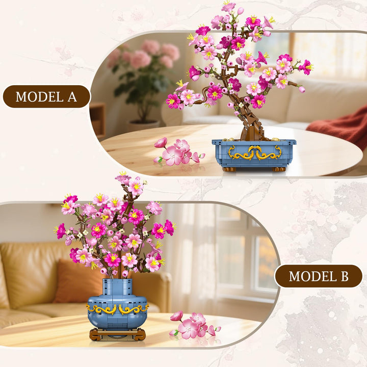 Kirschblüten-Bonsai Bauset 2-in-1 Klemmbaustein Frühlingsdeko - Bild 2