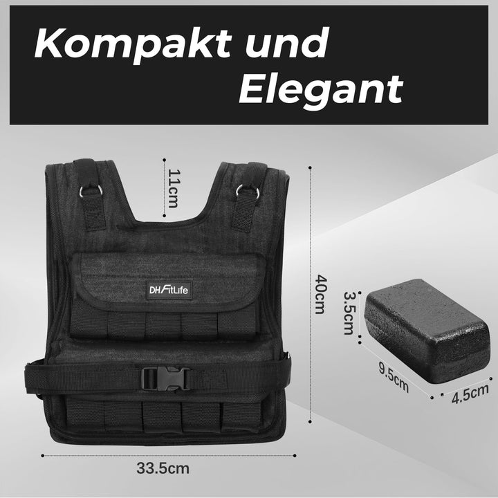 Gewichtsweste 20 kg verstellbar mit 20 Gusseisen-Blöcken - Bild 7