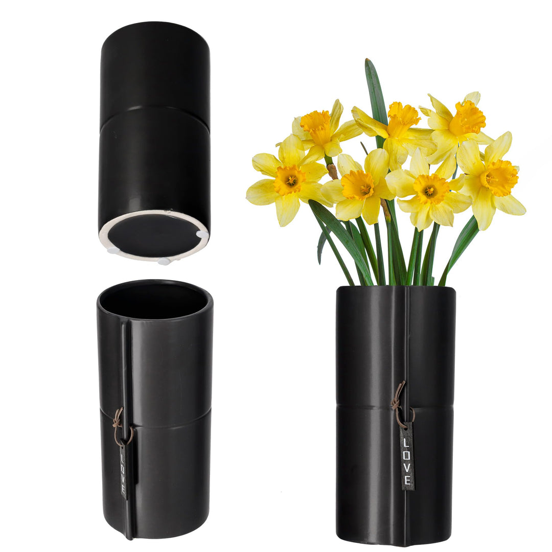 Keramik-Übertopf schwarz 11 cm für Zimmerpflanzen