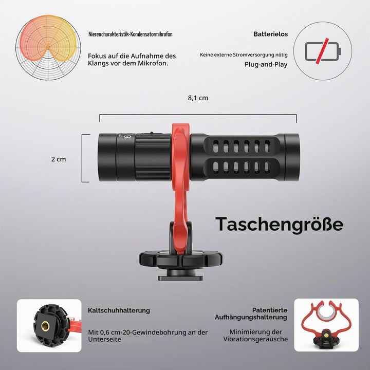 Videomikrofon Dual-Input Stereo mit Lavalier 3,5mm für Kamera - Bild 4