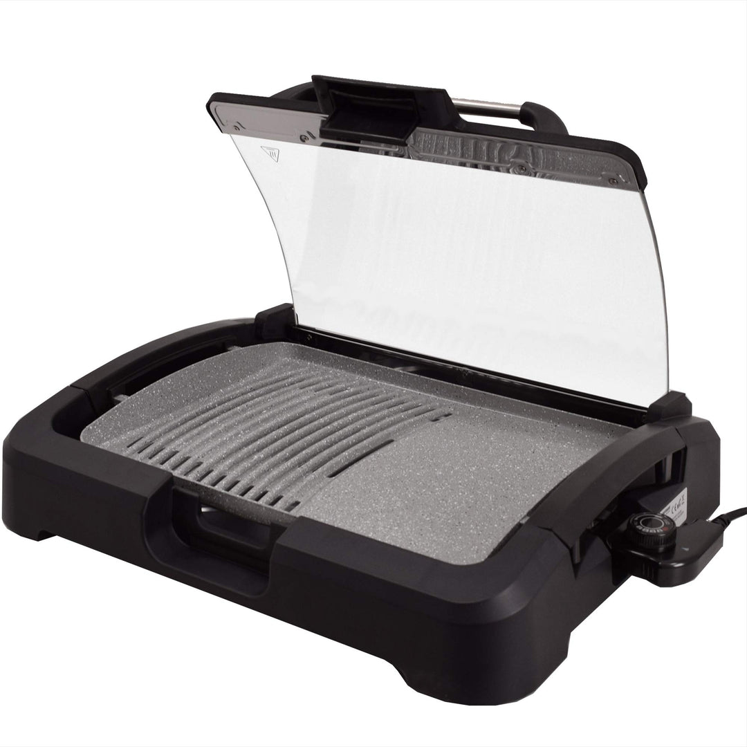 Elektro-Tischgrill Keramik-Grillplatte 39x29 cm mit Glasdeckel 2200W - Bild 6