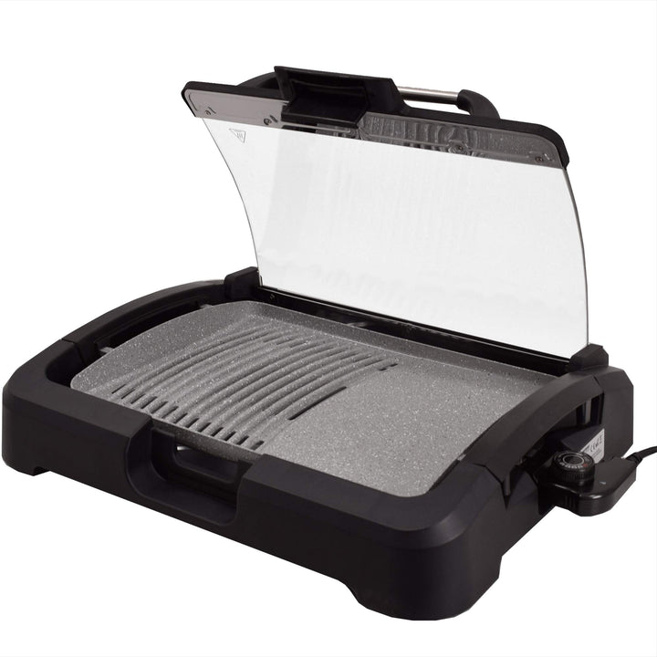 Elektro-Tischgrill Keramik-Grillplatte 39x29 cm mit Glasdeckel 2200W - Bild 6