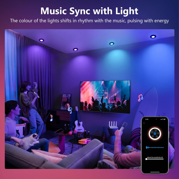 LED Einbaustrahler RGB dimmbar 6er-Set App &amp; Fernbedienung 5W schwarz - Bild 9