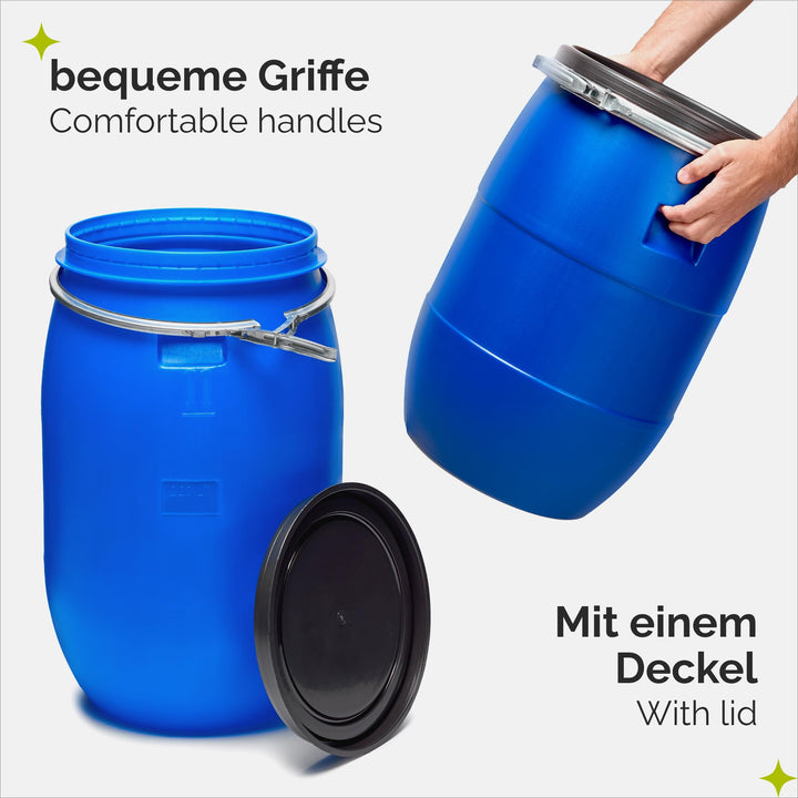 Weithalsfass 120L HDPE Lebensmittelecht für Wasser, Futter &amp; Gärung - Bild 3