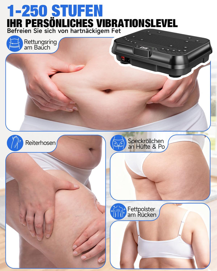 Vibrationsplatte mit 250 Stufen und Zugseil für Heimtraining - Bild 2