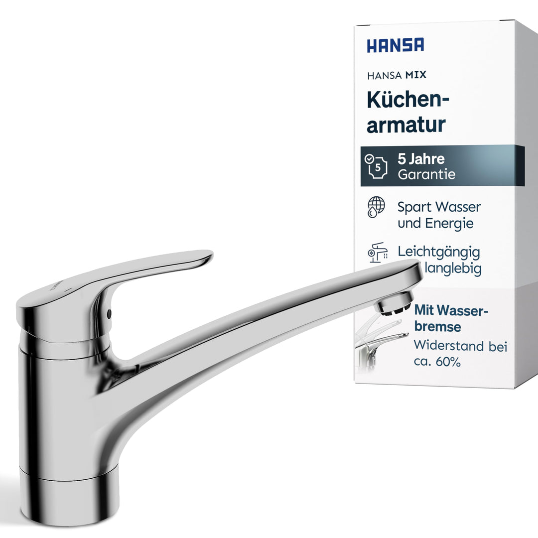 Küchenarmatur Chrom schwenkbar 150° Einhebel mit Wassersparfunktion