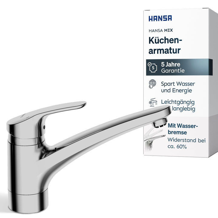 Küchenarmatur Chrom schwenkbar 150° Einhebel mit Wassersparfunktion