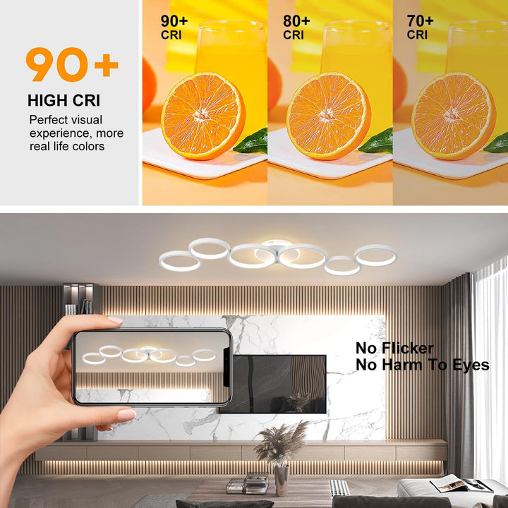 LED Deckenleuchte 113 cm dimmbar 6+1 Ring Design Wohnzimmer - Bild 7