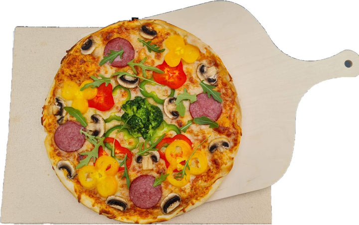 Pizzastein Schamotte 40x30x3 cm mit Holzschieber für Backofen &amp; Grill - Bild 4