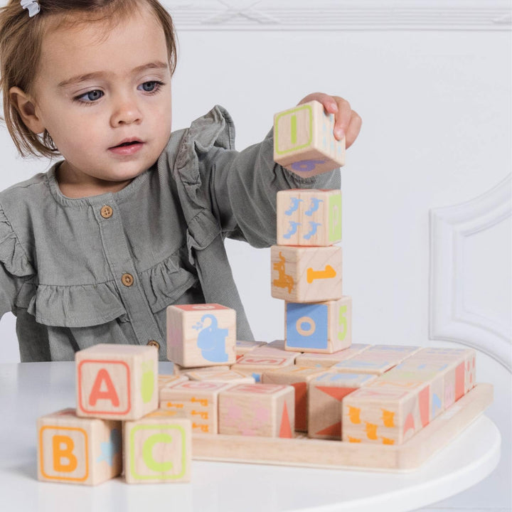 Holzbauklötze ABC Alphabet mit Tablett aus Gummibaumholz ab 12 M. - Bild 7