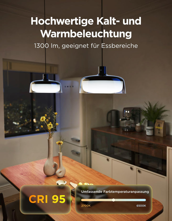Pendelleuchte Smart RGBIC 3-Ring Esstisch 16 Mio. Farben - Bild 3
