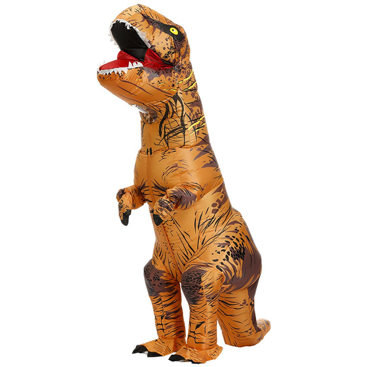 Aufblasbares T-Rex Kostüm für Erwachsene Braun 165–198 cm