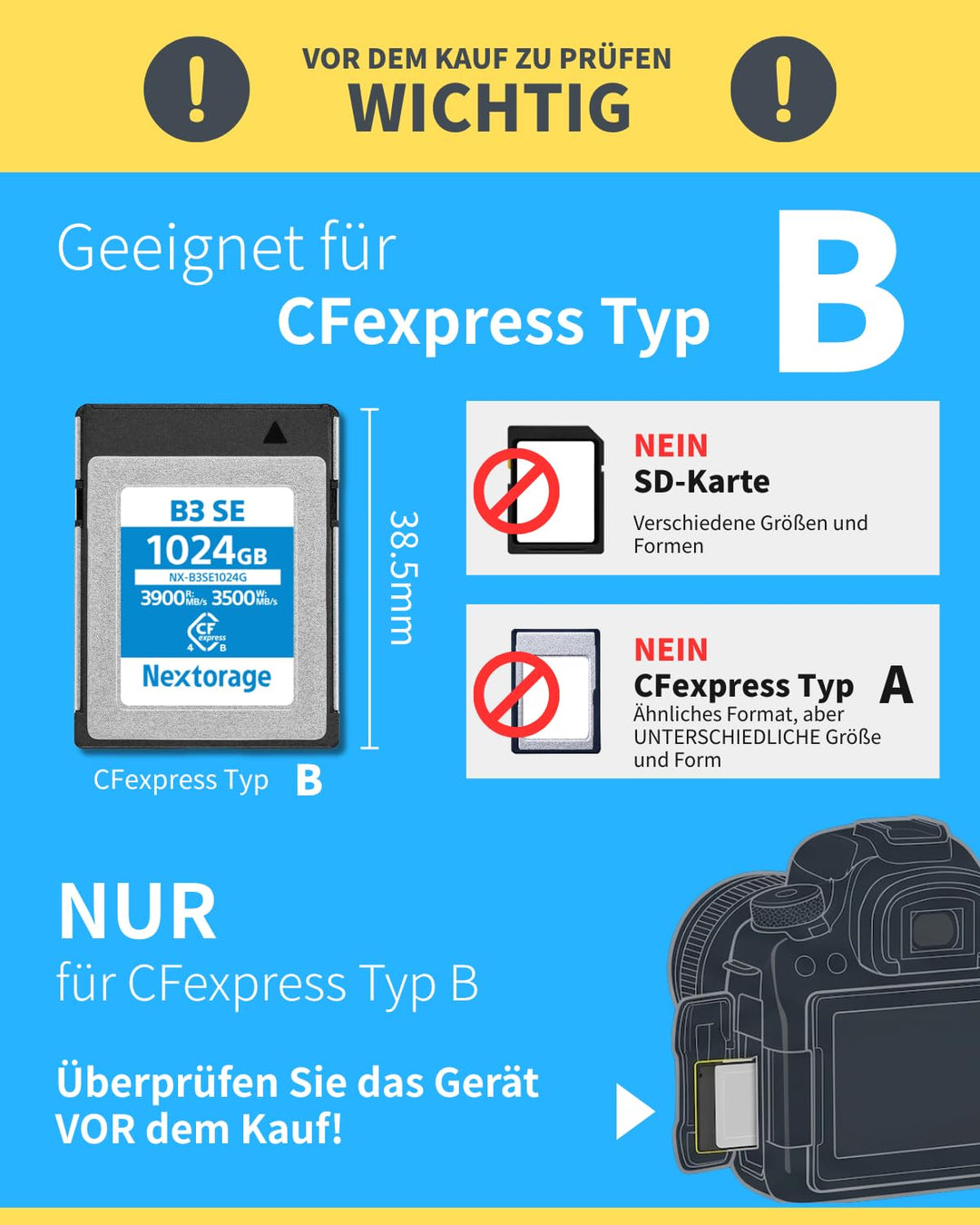 CFexpress 4.0 Typ B Speicherkarte 512GB für Canon Nikon - Bild 3
