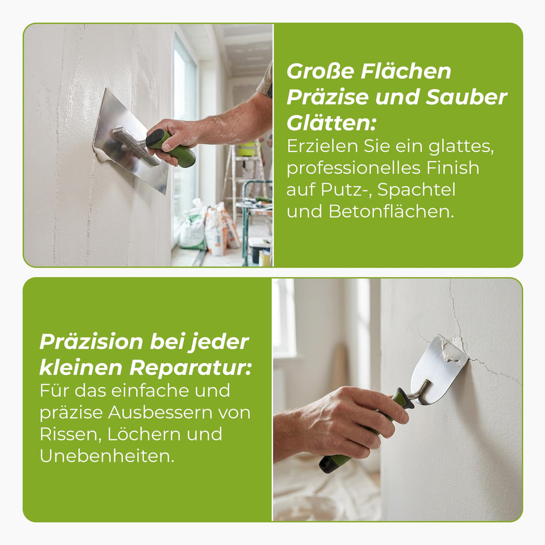 Maurerkellen Set 7-teilig Edelstahl mit Glättkelle und Gipserspachtel - Bild 5