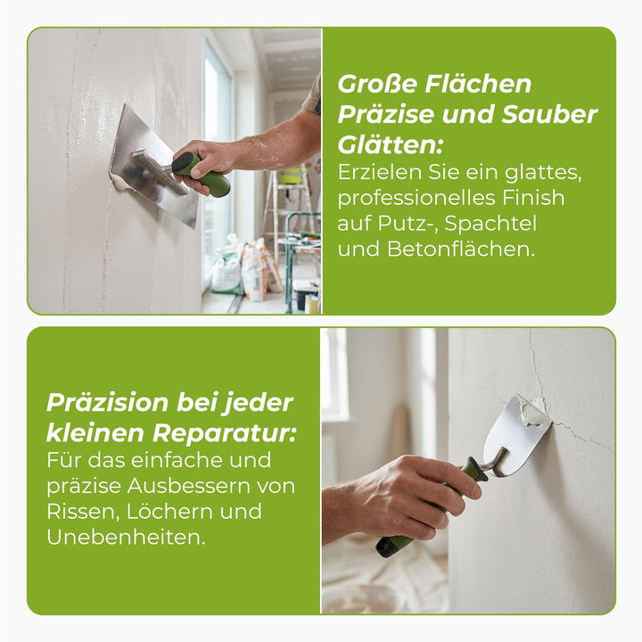 Maurerkellen Set 7-teilig Edelstahl mit Glättkelle und Gipserspachtel - Bild 5