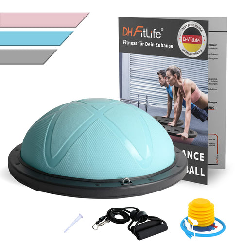 Balance Board Halbkugel Ø 60 cm bis 200 kg mit Fitnessbändern