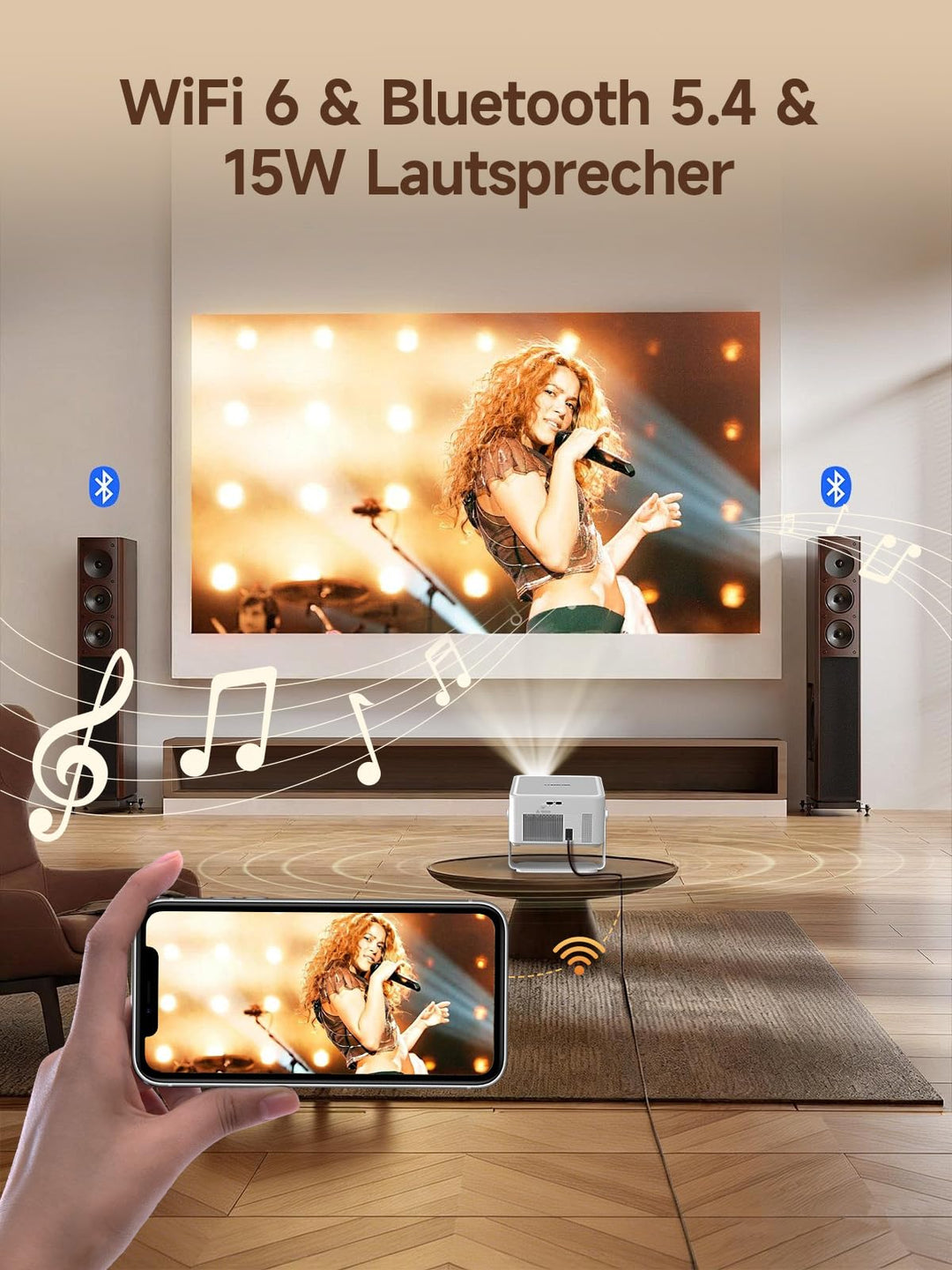 Smart Beamer 1080P Native 800 ANSI Android 14 4K 135 Zoll - Bild 7
