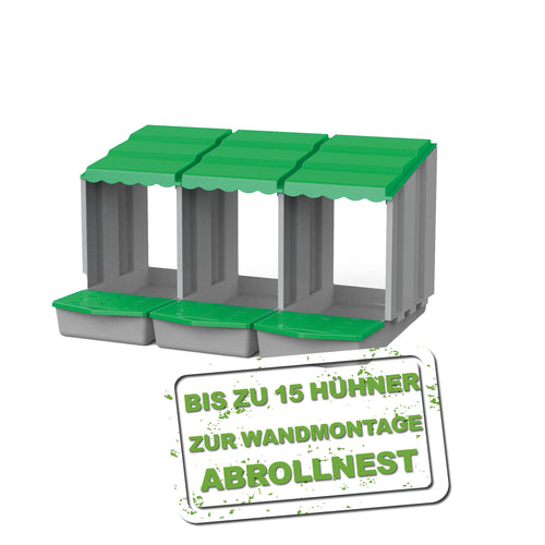 Legenest Kunststoff 3er Abrollsystem Wandmontage fuer bis 15 Hühner