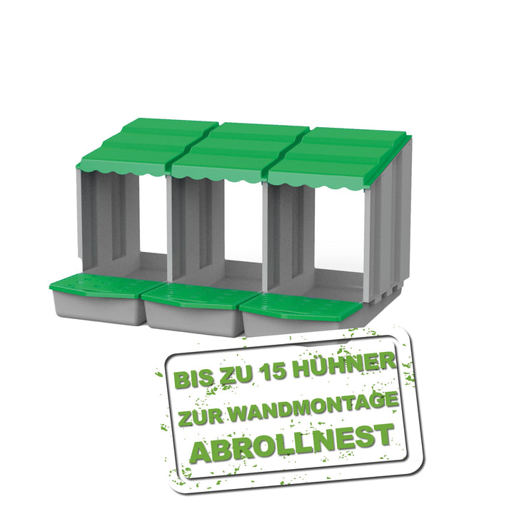 Legenest Kunststoff 3er Abrollsystem Wandmontage fuer bis 15 Hühner