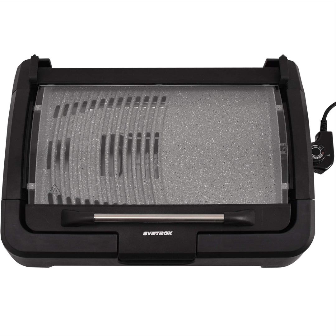 Elektro-Tischgrill Keramik-Grillplatte 39x29 cm mit Glasdeckel 2200W - Bild 8