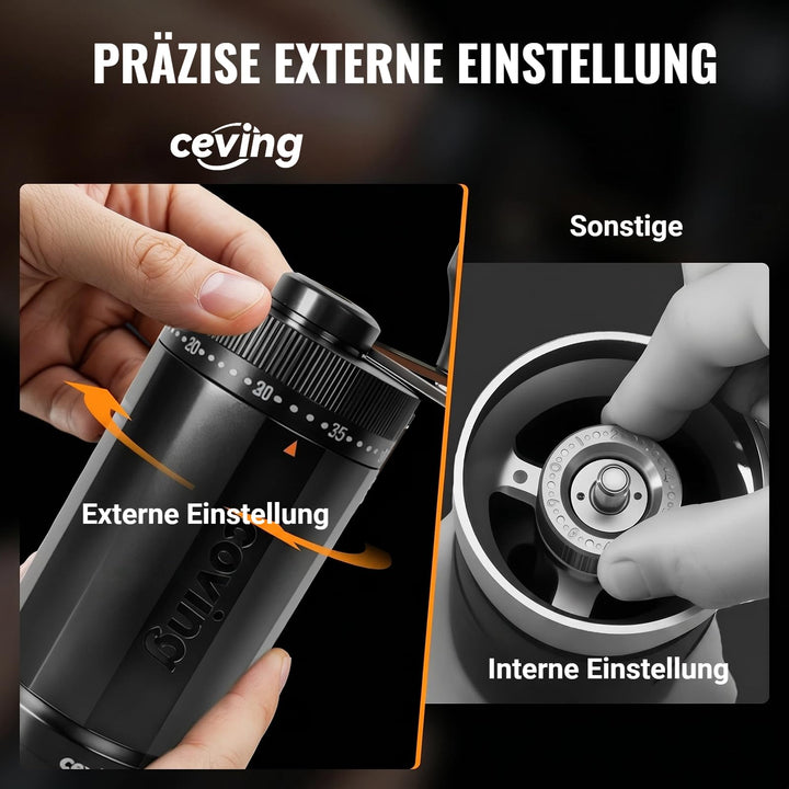 Manuelle Kaffeemühle 60g Fassungsvermögen 40 Mahlstufen Edelstahlmahlwerk - Bild 5
