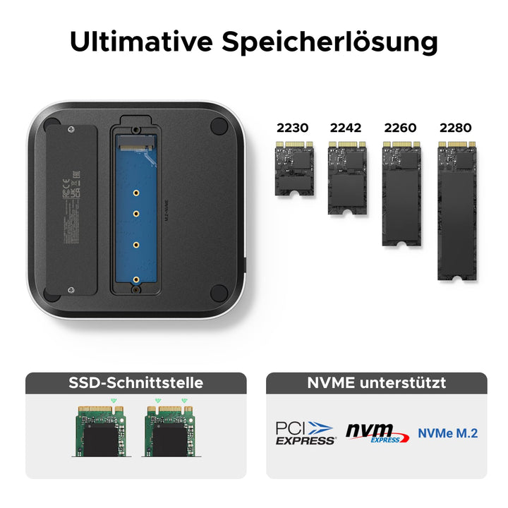 Mac mini Docking Station M.2 NVMe Slot 7 Ports SD-Kartenleser Silber - Bild 4