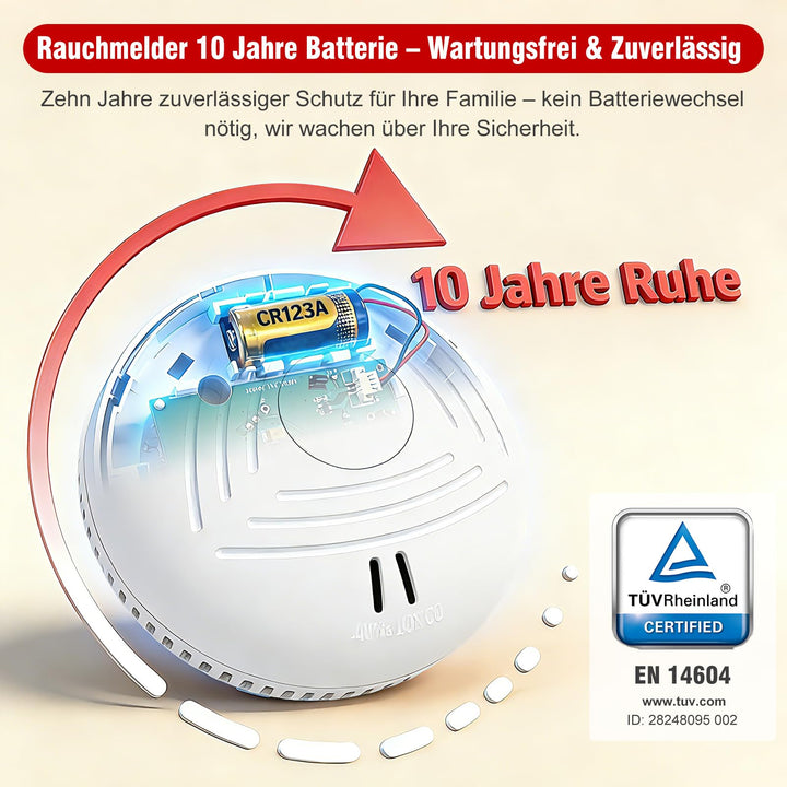 Rauchmelder 10-Jahres-Batterie 4er-Set 85 dB ohne Bohren - Bild 3