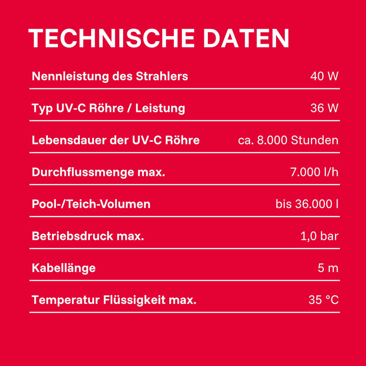 UV-C Strahler Edelstahl für Pool und Teich bis 36.000 l, 36 Watt - Bild 8
