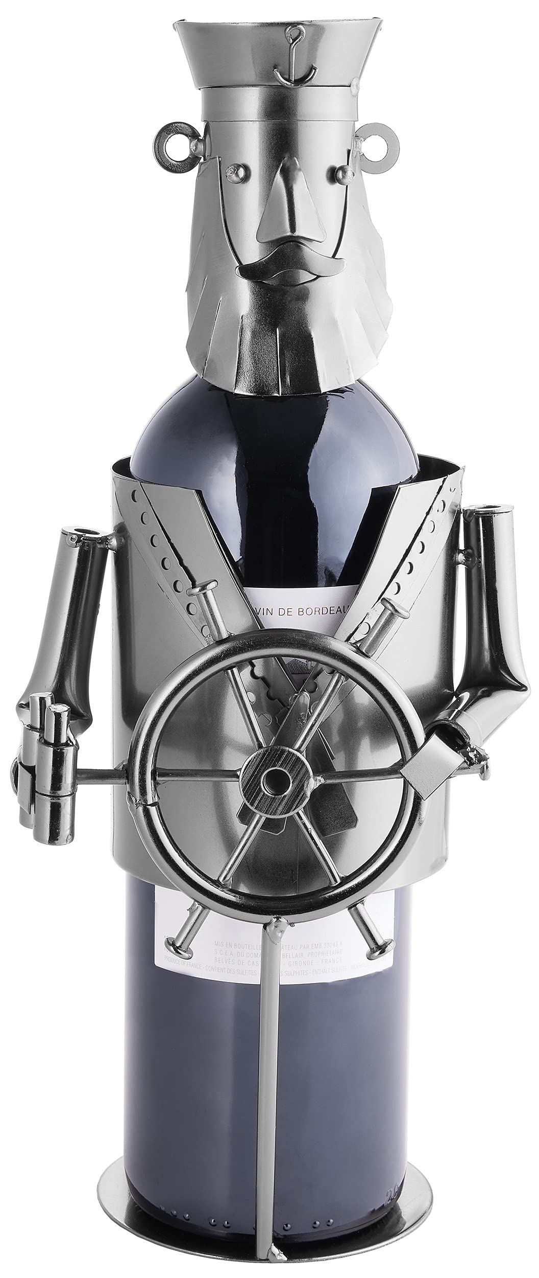 Weinflaschenhalter Kapitän Metall Deko-Figur mit Grußkarte - Bild 2