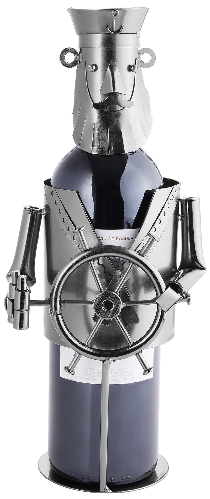 Weinflaschenhalter Kapitän Metall Deko-Figur mit Grußkarte - Bild 2